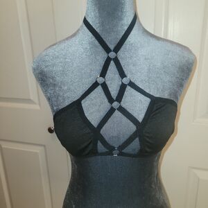 Sexy Strappy Black Bra Large